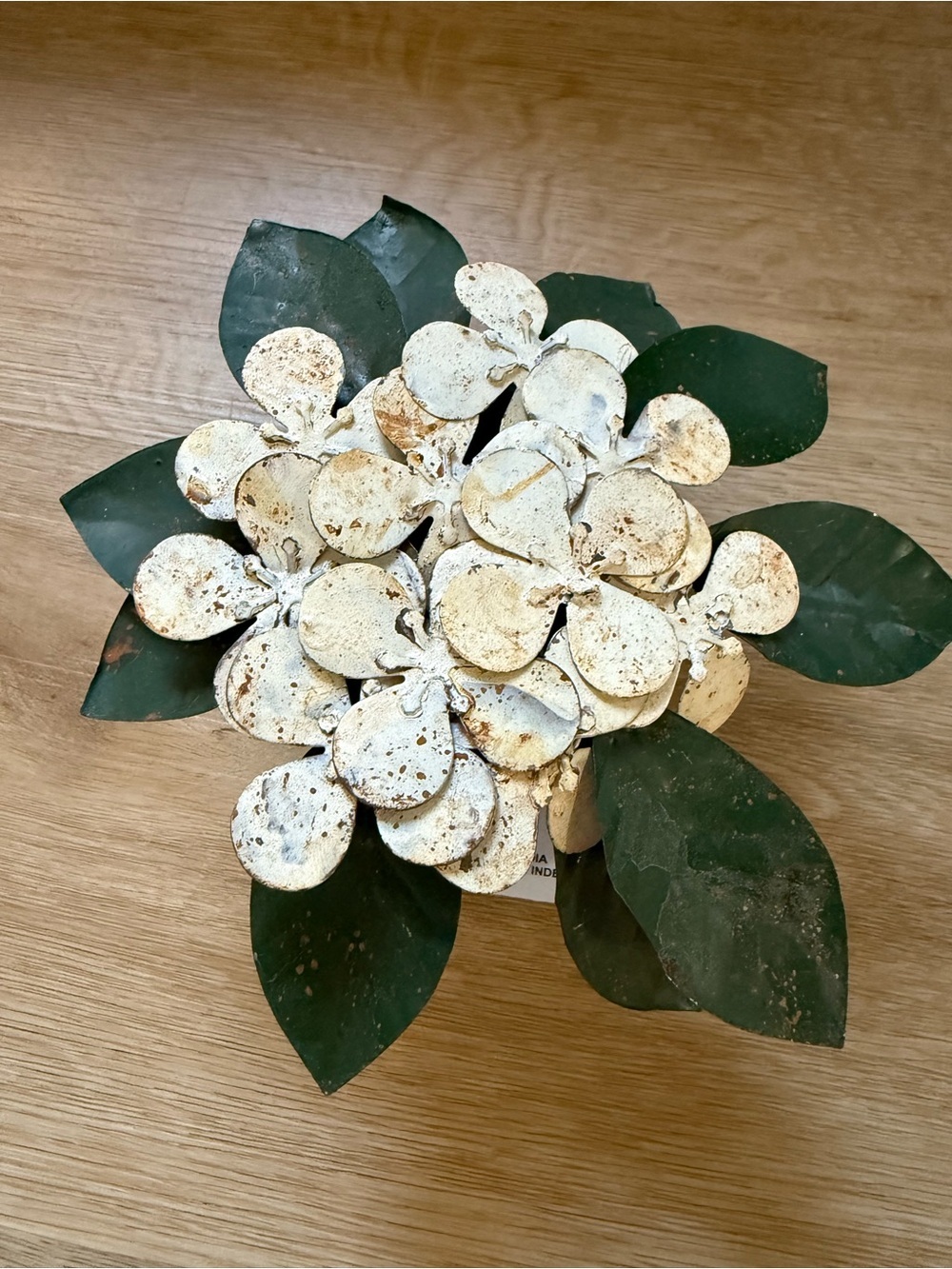 Anthropologie Ivory and Green Metal Iron Flowers in Pot